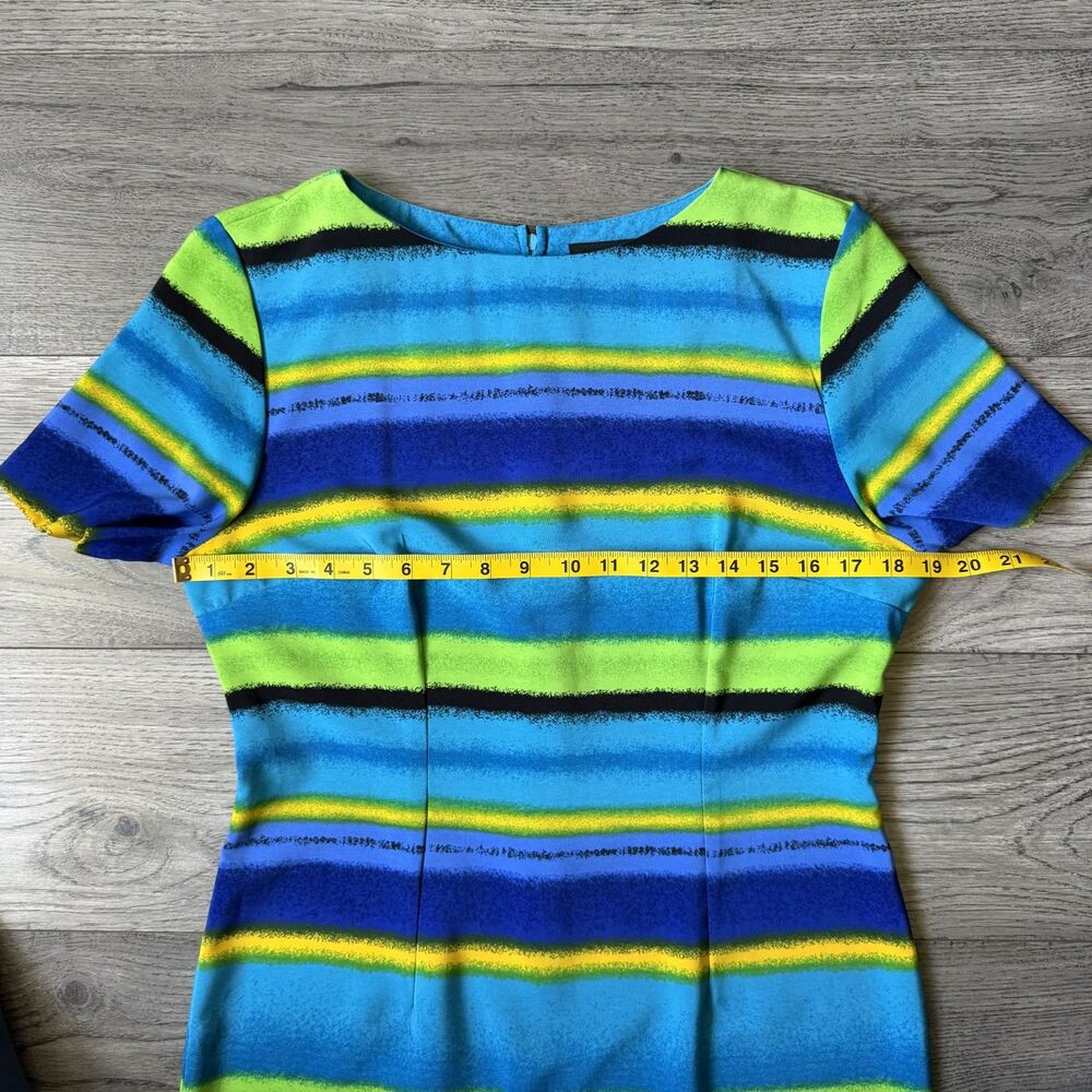 Vintage Sag Harbor Dress Petite Multicolor Striped Sheath Dress - Size 8P - Picture 3 of 6